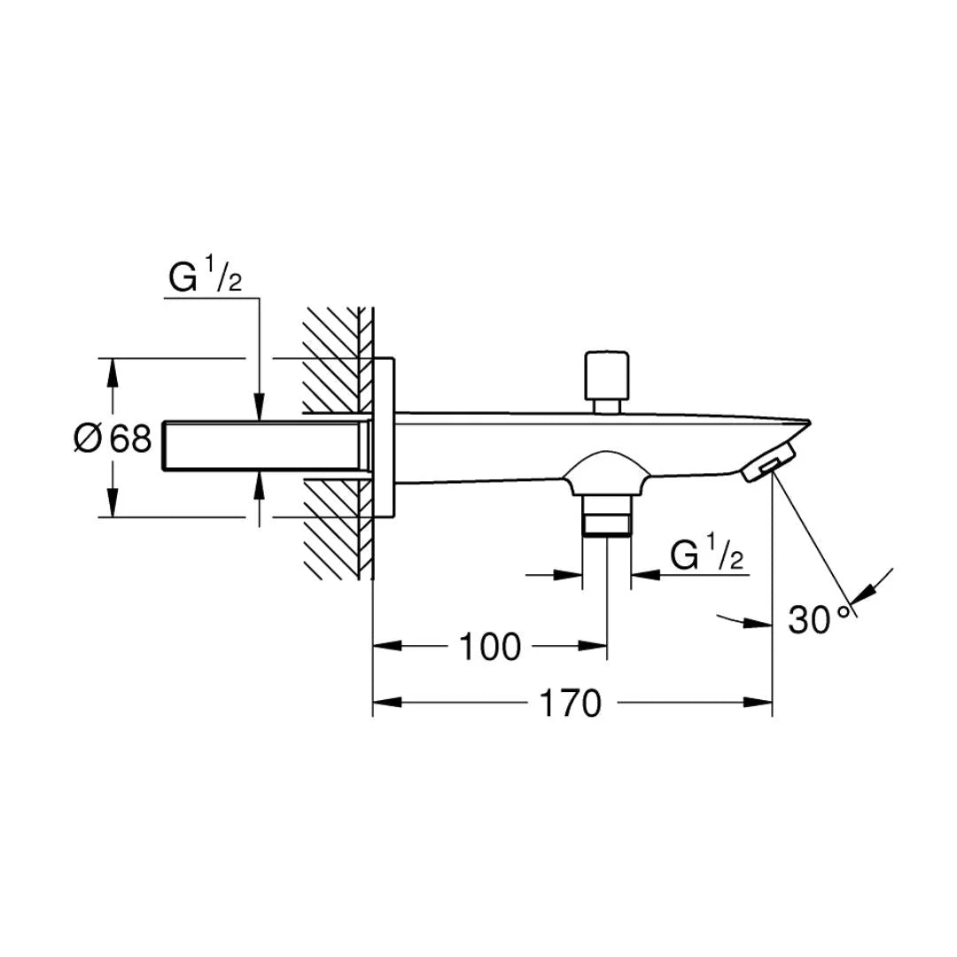 Grohe Wall Mounted Spout Bau Cosmopolitan 13425001 - Chrome