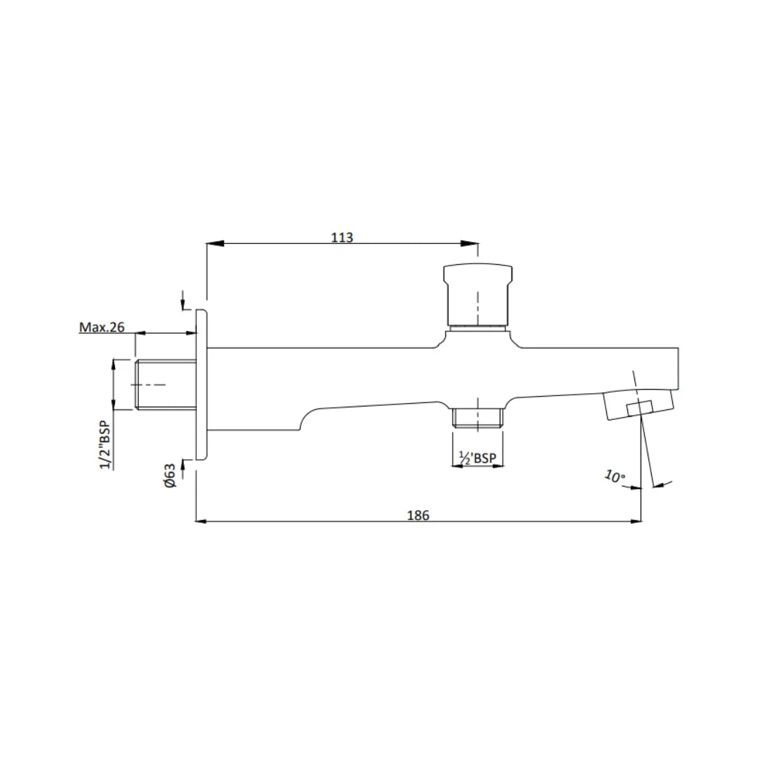 Hindware Wall Mounted Spout Amazon F320010 - Chrome