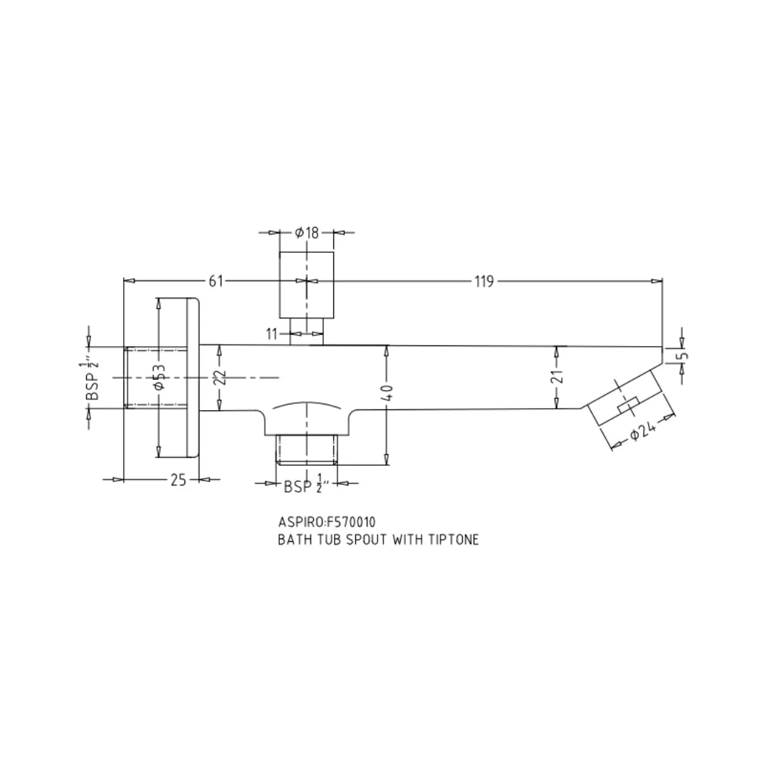 Hindware Wall Mounted Spout Aspiro F570010 - Chrome
