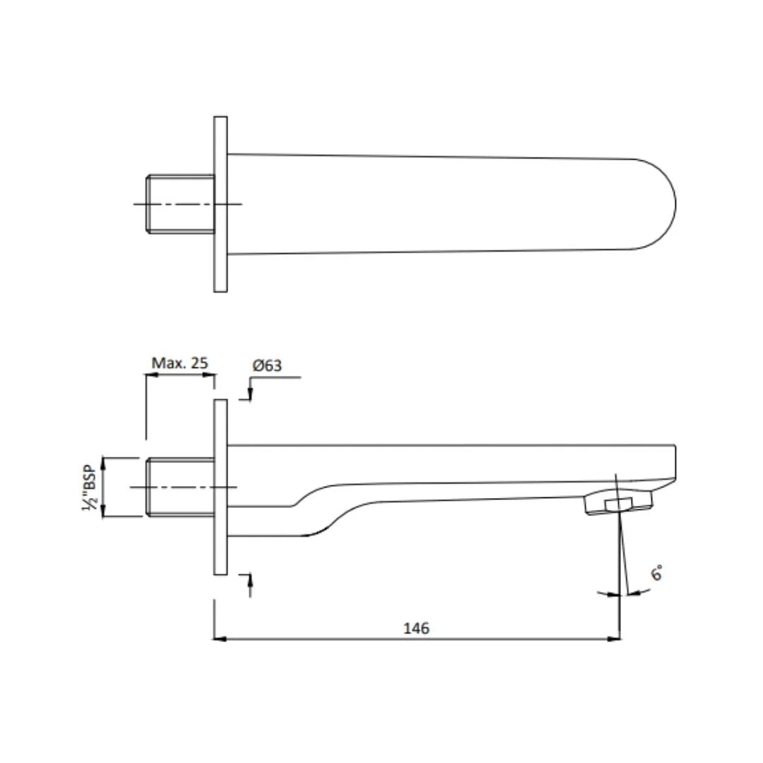 Hindware Wall Mounted Spout Elegance F340009 - Chrome
