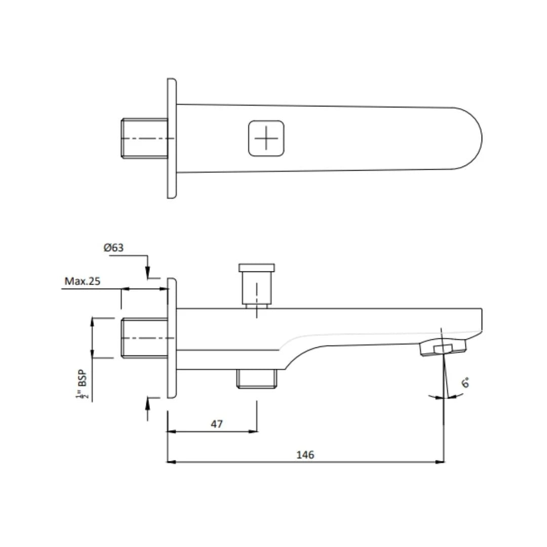 Hindware Wall Mounted Spout Elegance F340010 - Chrome