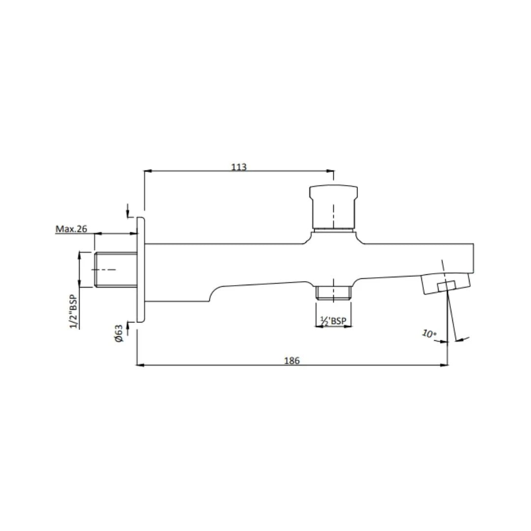 Hindware Wall Mounted Spout Element F360010 - Chrome