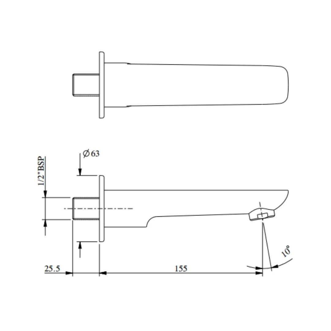 Hindware Wall Mounted Spout Fluid F400007 - Chrome