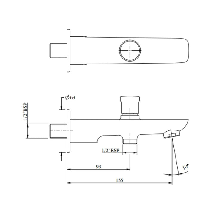 Hindware Wall Mounted Spout Fluid F400008 - Chrome