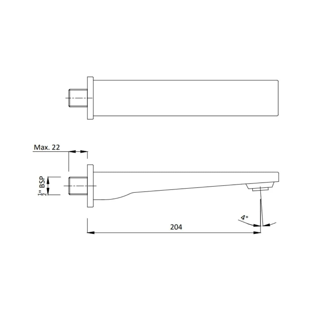 Hindware Wall Mounted Spout Edge F410009 - Chrome