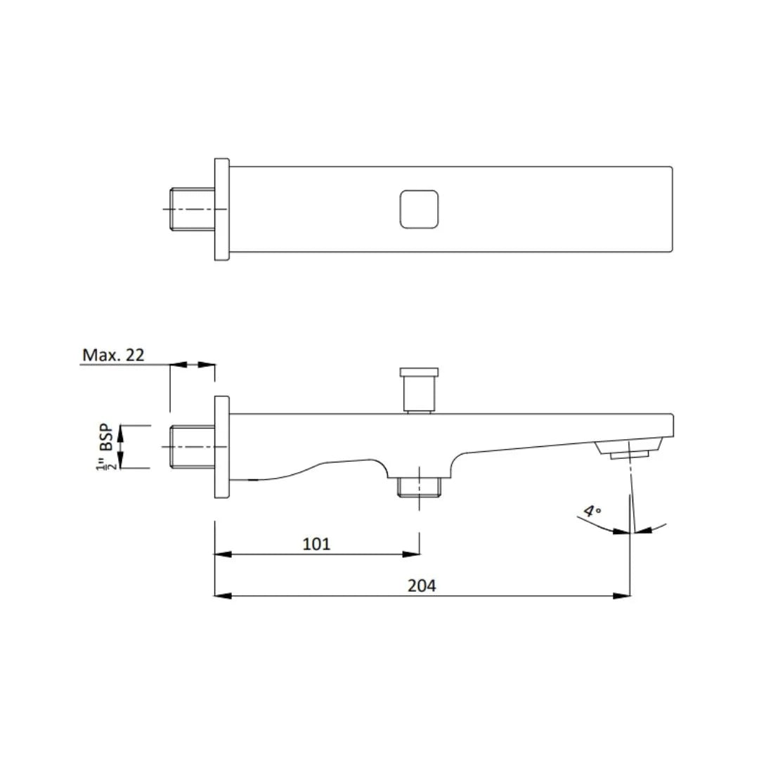 Hindware Wall Mounted Spout Edge F410010 - Chrome