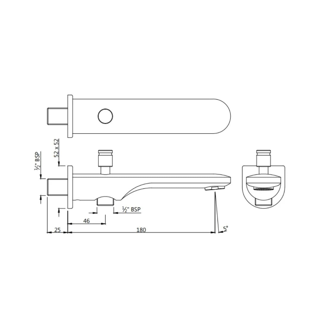 Jaquar Wall Mounted Spout Opal Prime SPJ-BLM-15463PM - Black Matt