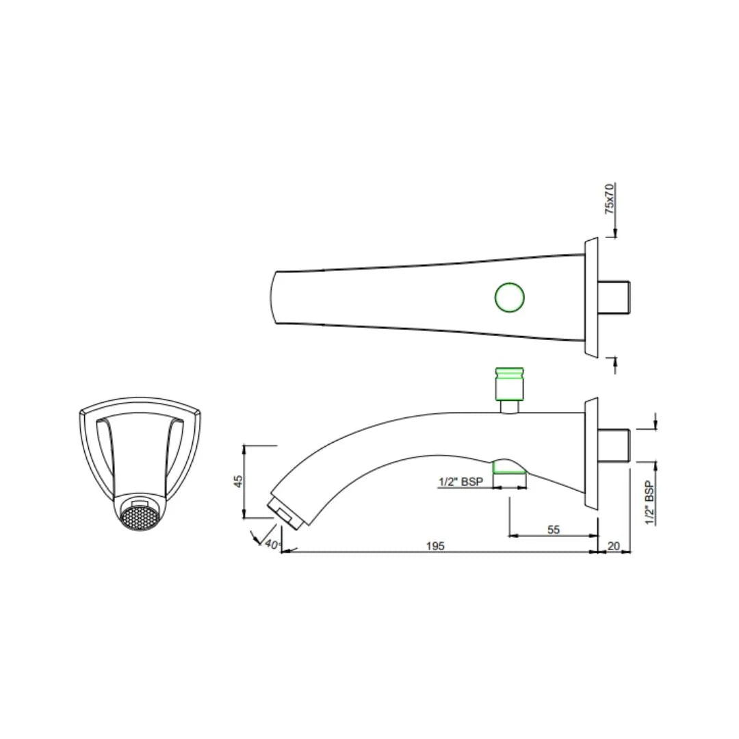 Jaquar Wall Mounted Spout Arc SPJ-BLM-87463 - Black Matt