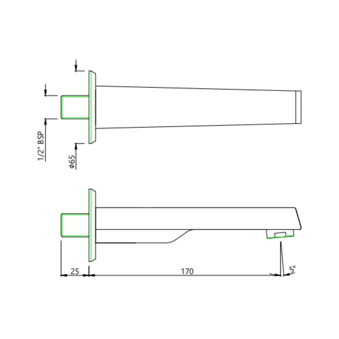 Jaquar Wall Mounted Spout Continental Prime SPJ-CHR-429PM - Chrome
