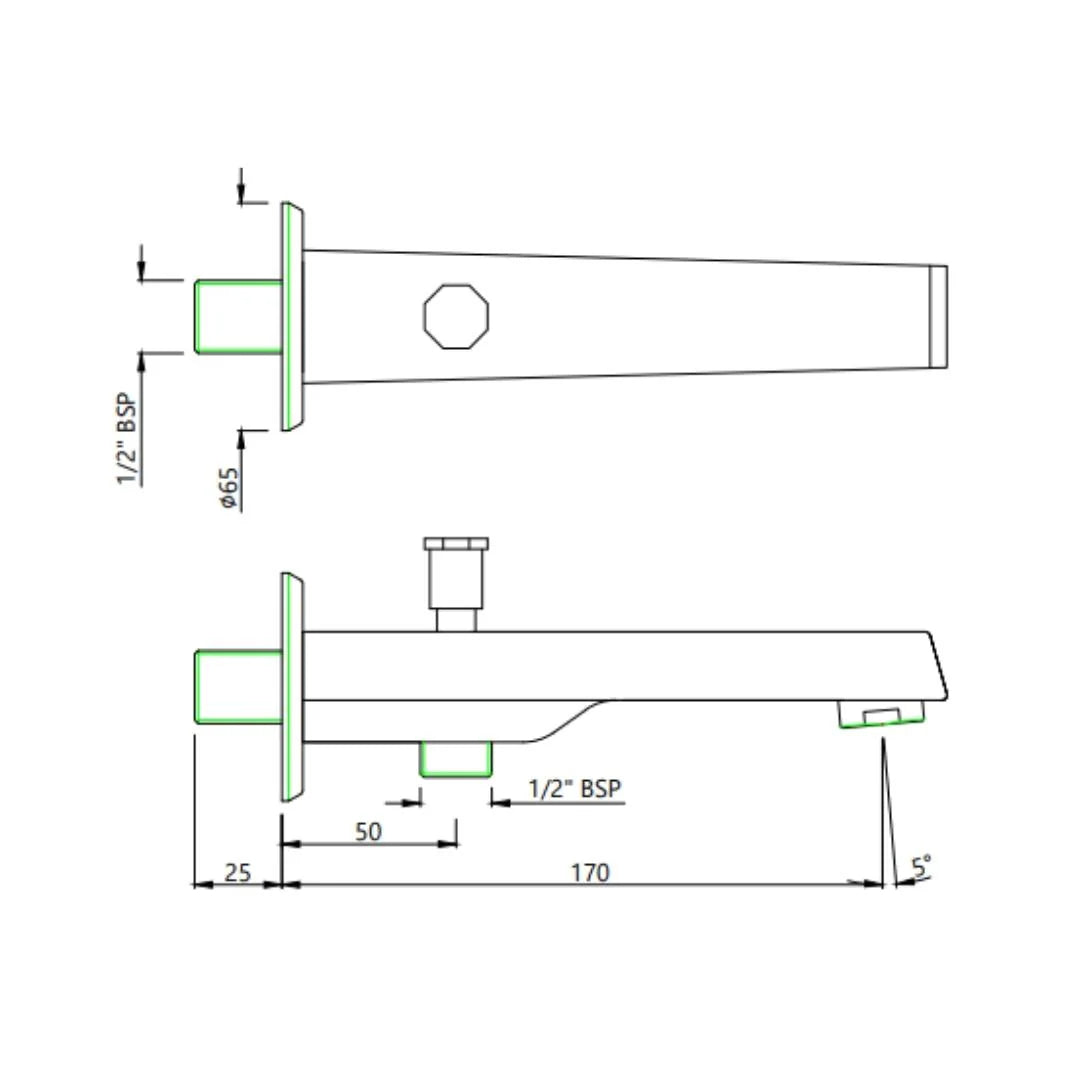 Jaquar Wall Mounted Spout Continental Prime SPJ-CHR-463PM - Chrome