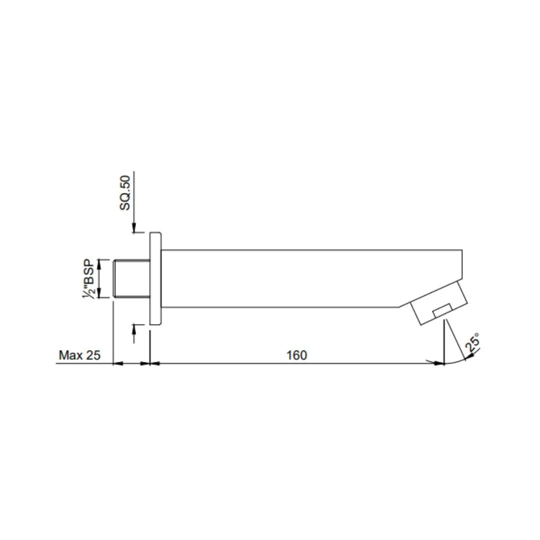 Jaquar Wall Mounted Spout Kubix Prime SPJ-GMP-35429PM - Gold Matt PVD
