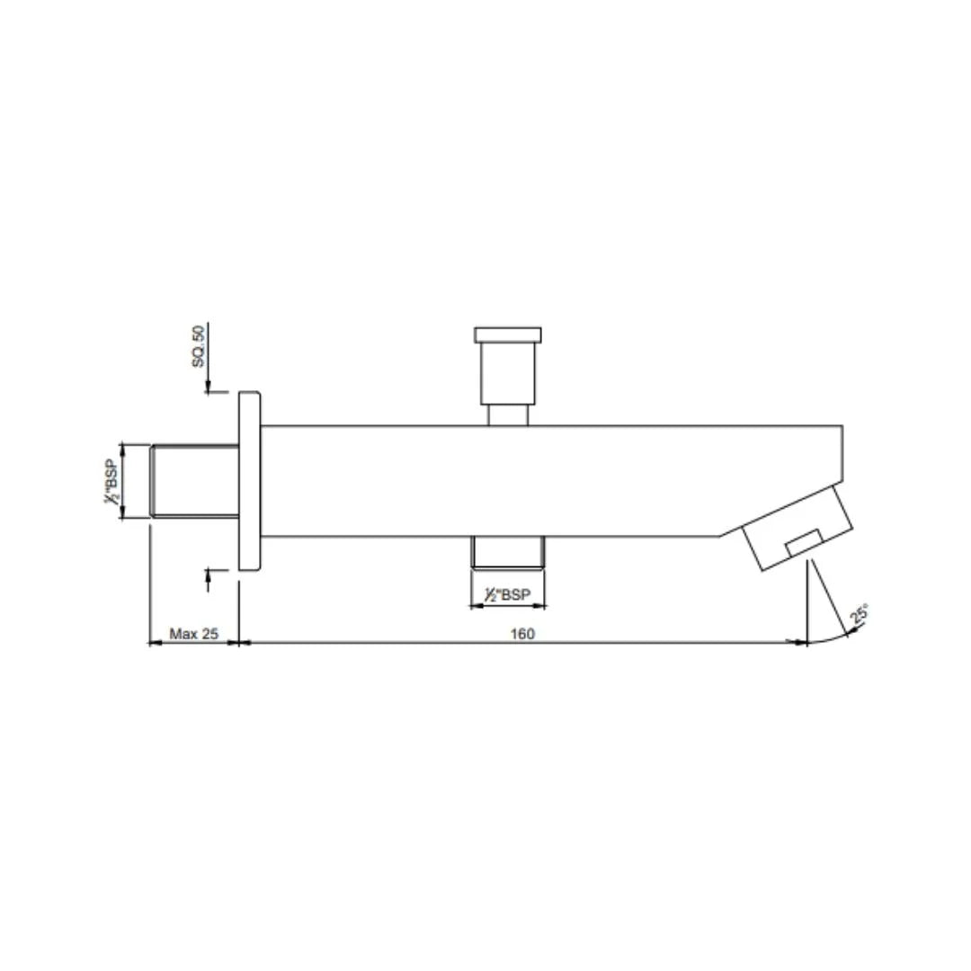 Jaquar Wall Mounted Spout Kubix Prime SPJ-GMP-35463PM - Gold Matt PVD