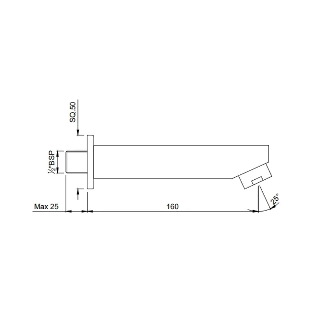 Jaquar Wall Mounted Spout Kubix Prime SPJ-SSF-35429PM - Stainless Steel