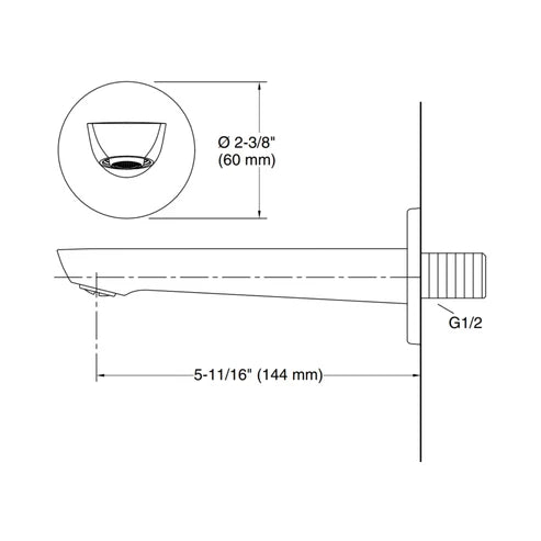 KOHLER  WALL MOUNTED SPOUT FORE TRI K-27490IN-CP-CHROME
