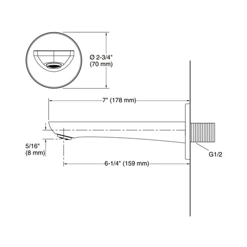 KOHLER WALL MOUNTED SPOUT ALEO 99061IN-CP - CHROME