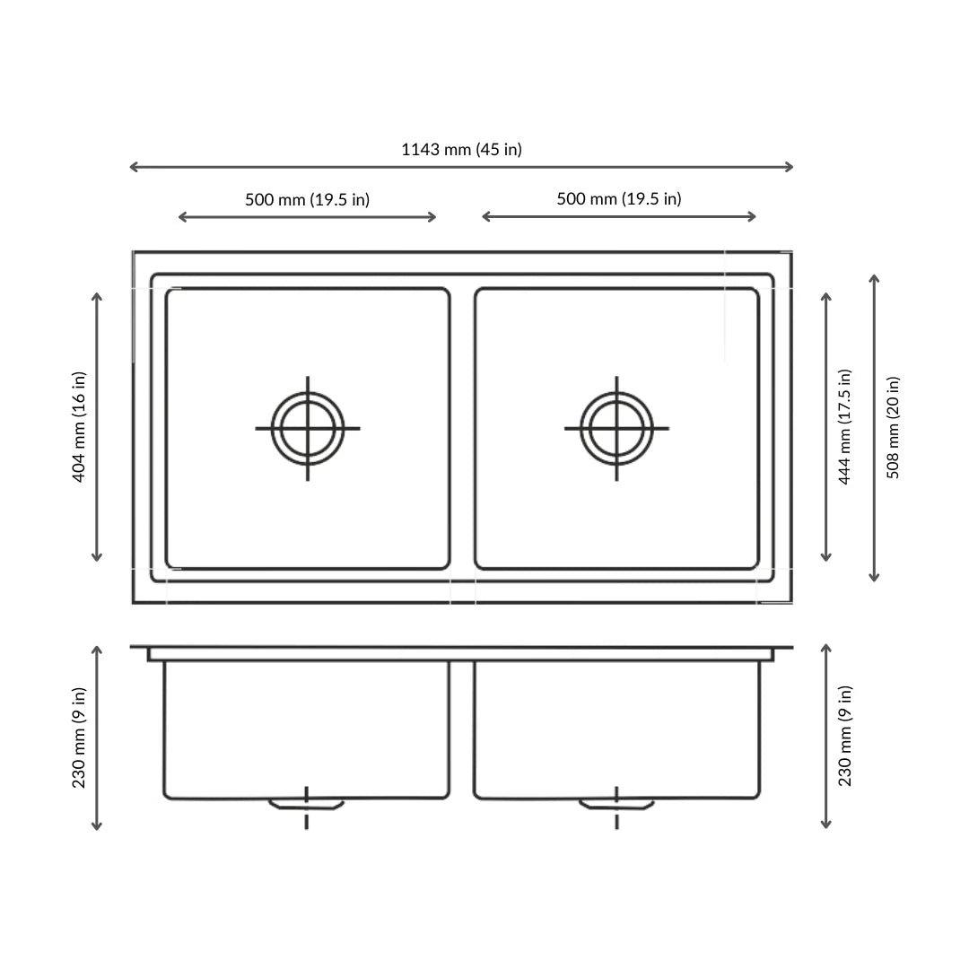 Nirali Stainless Steel Sink Expell Range ELTON ( 45 x 20 inches ) - Satin