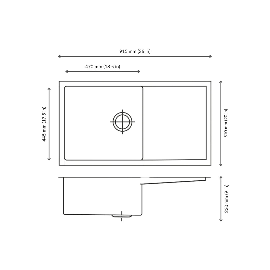 Nirali Stainless Steel Sink Expell Range EVA ( 36 x 20 inches ) - Satin