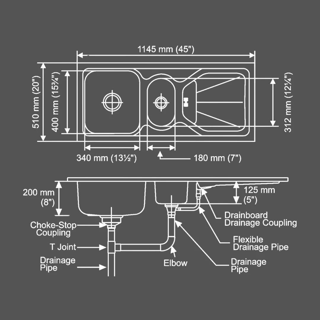 Nirali Stainless Steel Sink D'Signo Range FABULOUS UNIQUE ( 45 x 20 inches ) - Anti-Scratch
