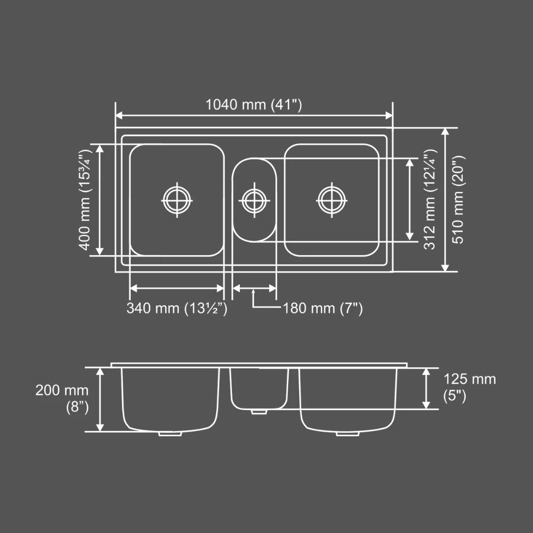 Nirali Stainless Steel Sink D'Signo Range GALAXY ( 41 x 20 inches ) - Satin