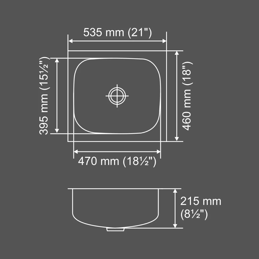 Nirali Stainless Steel Sink Popular Range GRACE PLAIN BIG ( 21 x 18 inches ) - Satin