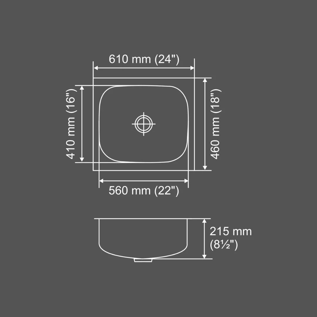 Nirali Stainless Steel Sink Popular Range GRACE PLAIN LARGE ( 24 x 18 inches ) - Anti-Scratch