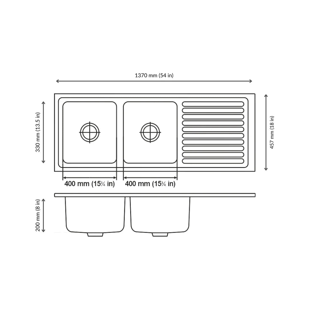 Nirali Stainless Steel Sink Popular Range GRACEFUL ELEGANCE SMALL ( 54 x 18 inches ) - Anti-Scratch