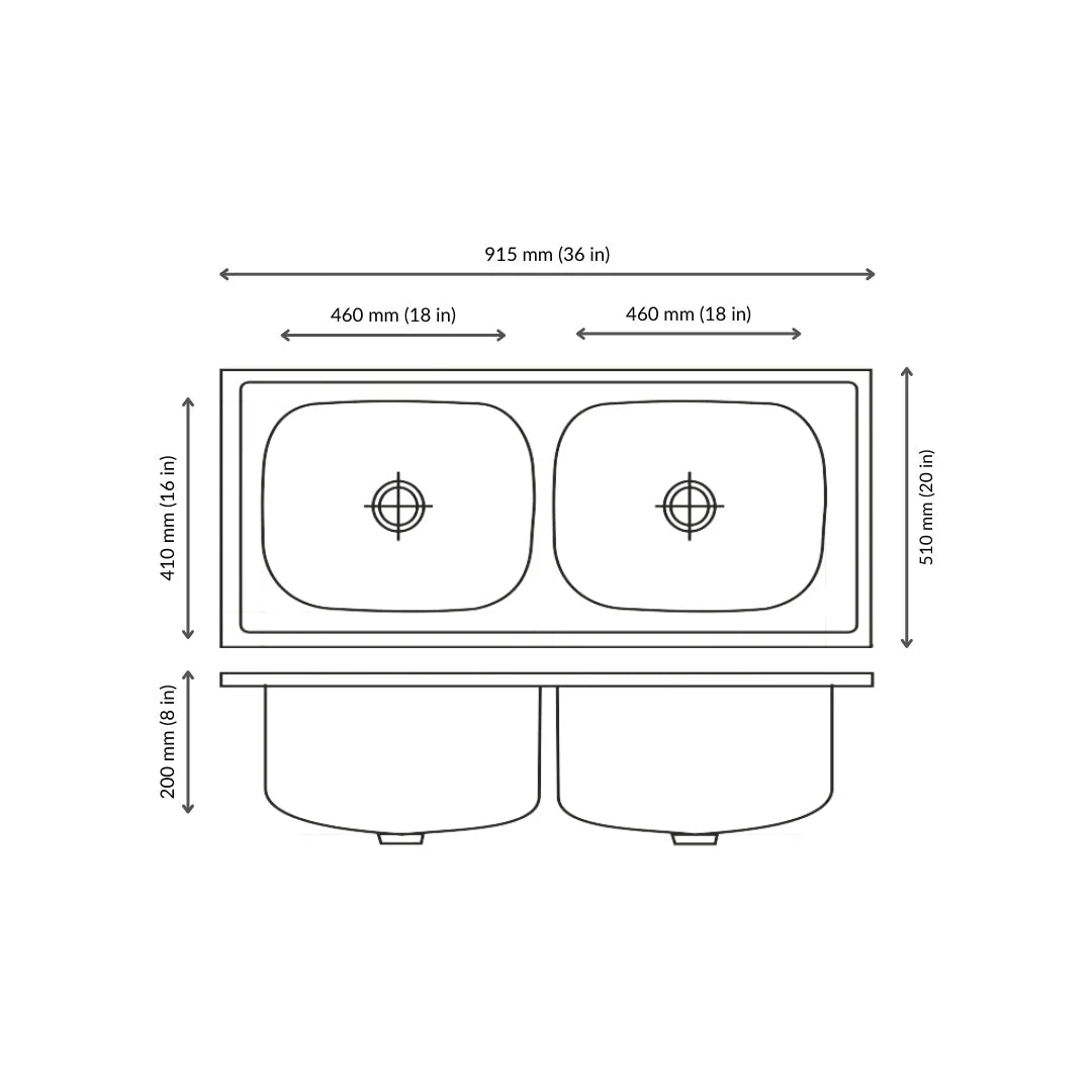 Nirali Stainless Steel Sink Popular Range GRACEFUL GLORY MEDIUM ( 41 x 20 inches ) - Glossy