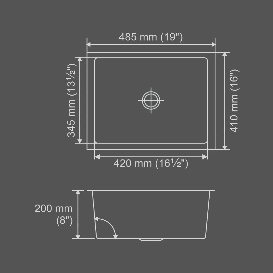 Nirali Stainless Steel Sink Magnus Range MAXELL SMALL ( 19 x 16 inches ) - Matt