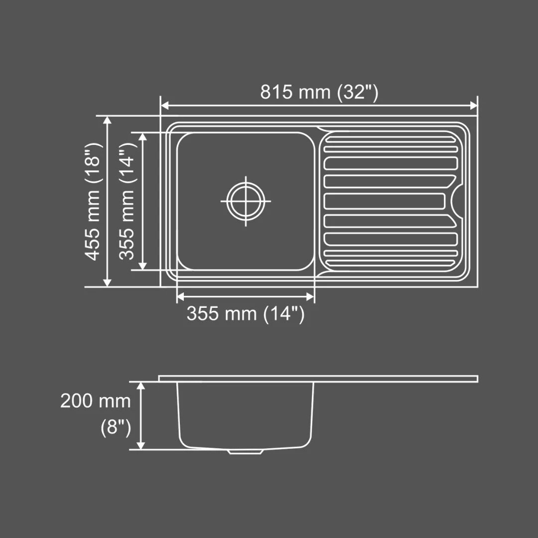 Nirali Stainless Steel Sink Silent Square Range OLYMPIA MINI ( 32 x 18 inches ) - Glossy