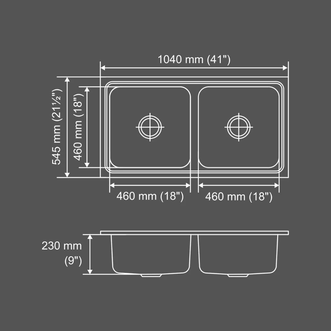 Nirali Stainless Steel Sink Silent Square Range OPAL BIG ( 41 x 21.5 inches ) - Glossy