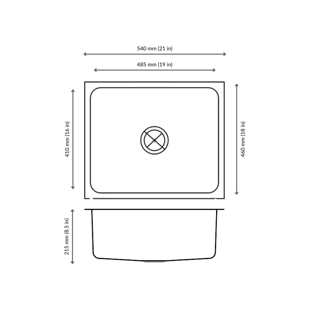 Nirali Stainless Steel Sink Orbis Range ORBIS BIG ( 21 x 18 inches ) - Glossy