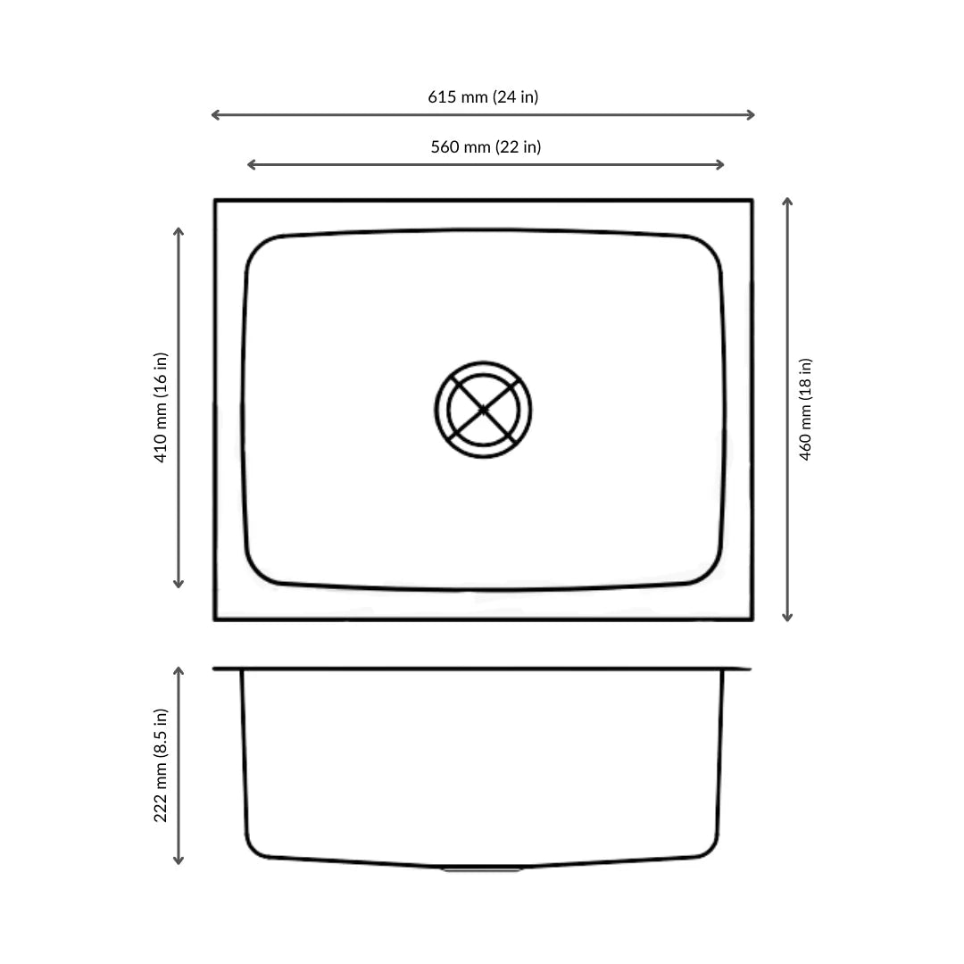 Nirali Stainless Steel Sink Orbis Range ORBIS LARGE ( 24 x 18 inches ) - Satin
