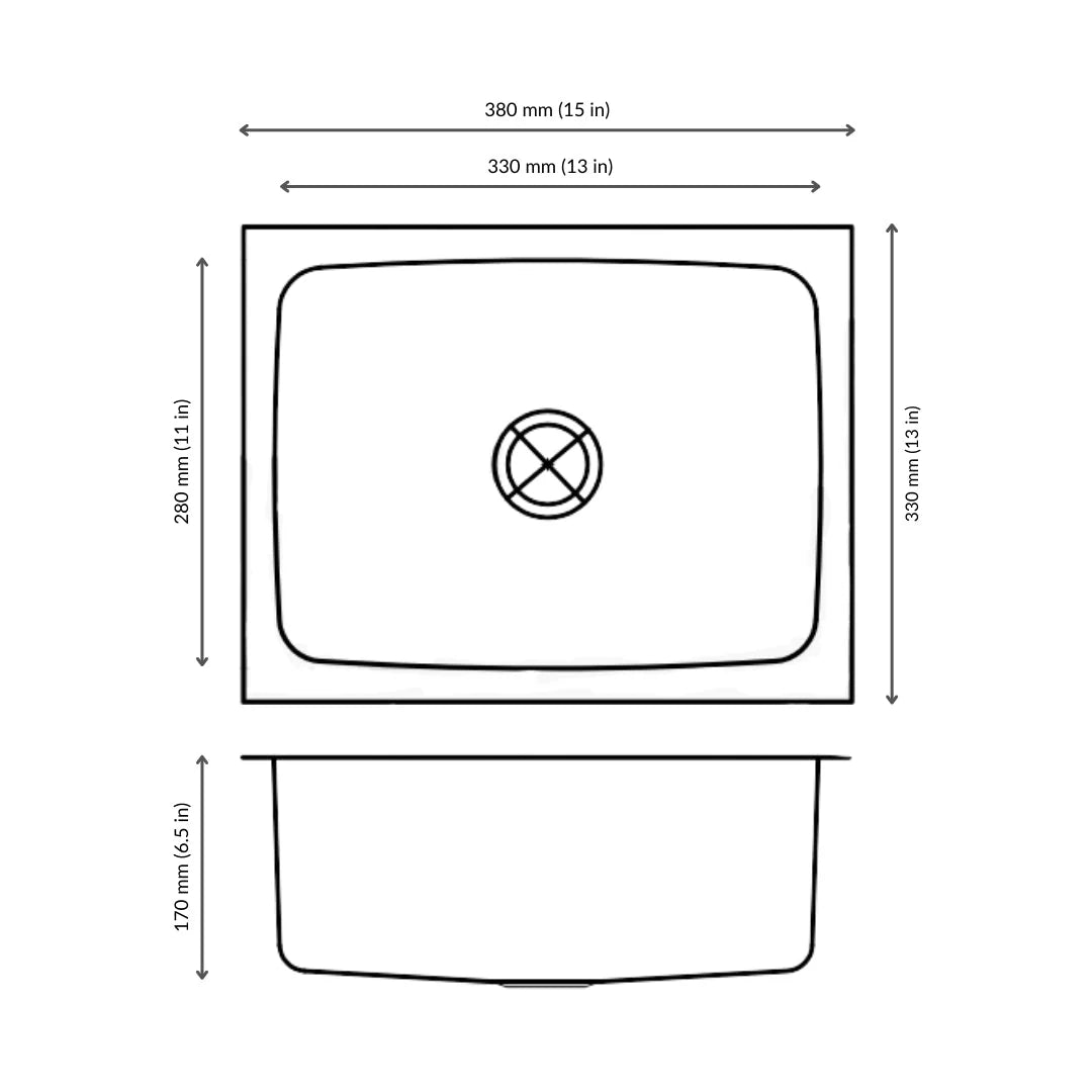 Nirali Stainless Steel Sink Orbis Range ORBIS MINI ( 15 x 13 inches ) - Satin