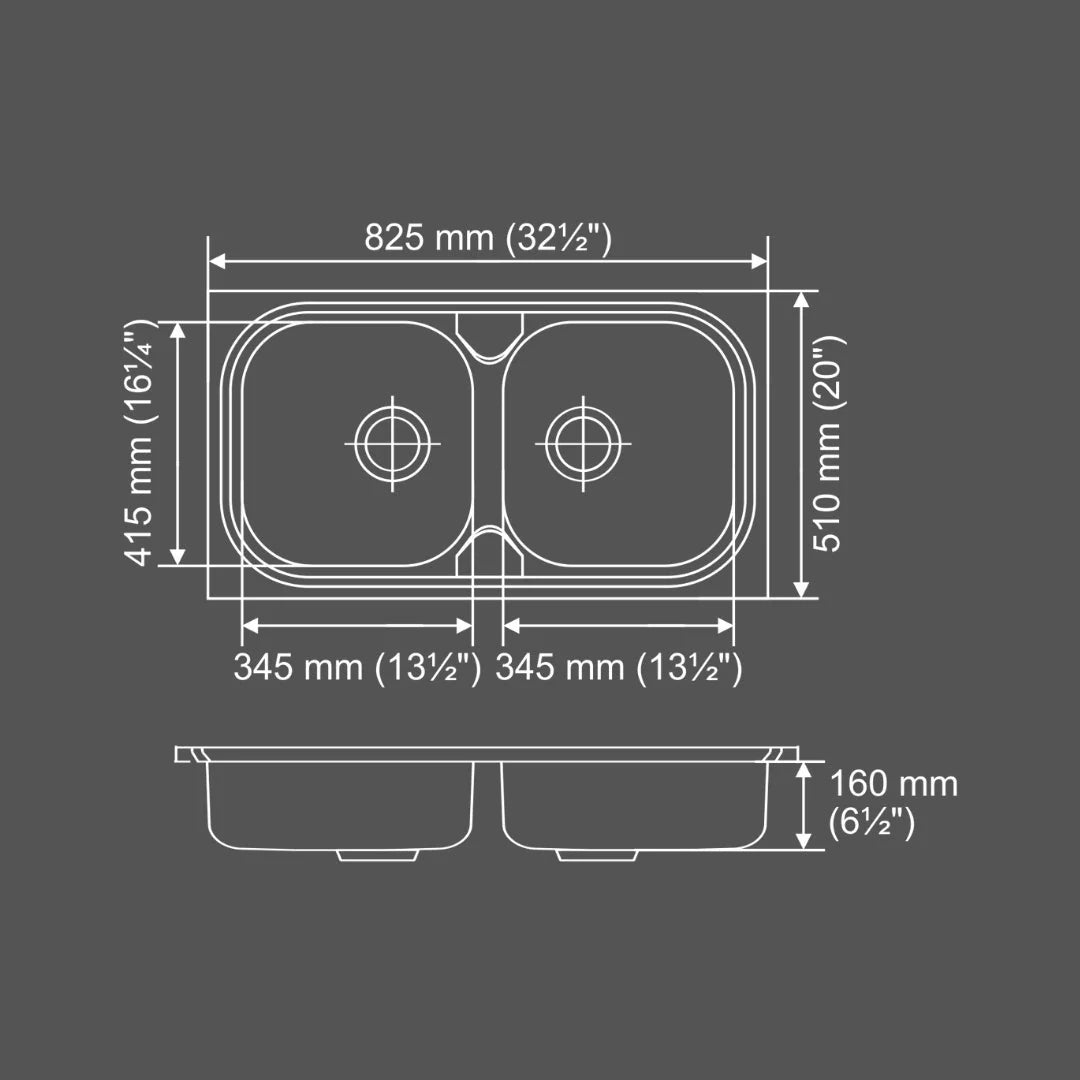 Nirali Stainless Steel Sink Popular Range PRIDE ( 32.5 x 18.5 inches ) - Satin