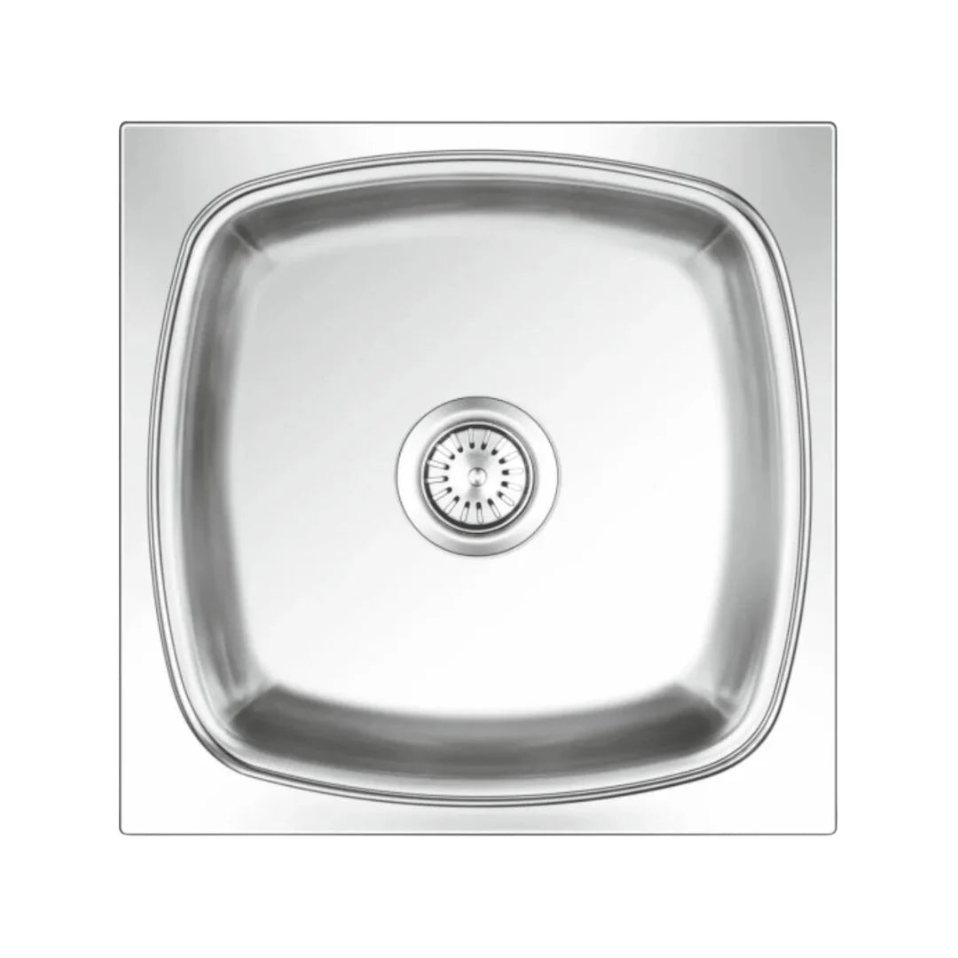 Nirali Stainless Steel Sink Popular Range SQUARE PLAIN DELUXE SMALL ( 17 x 17 inches ) - Glossy