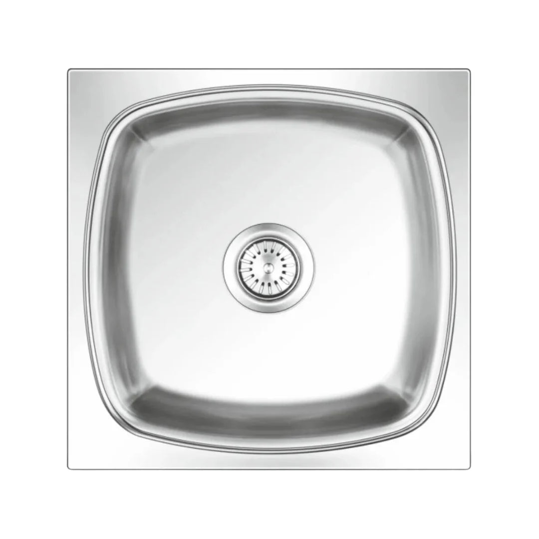 Nirali Stainless Steel Sink Popular Range SQUARE PLAIN DELUXE SMALL ( 17 x 17 inches ) - Satin