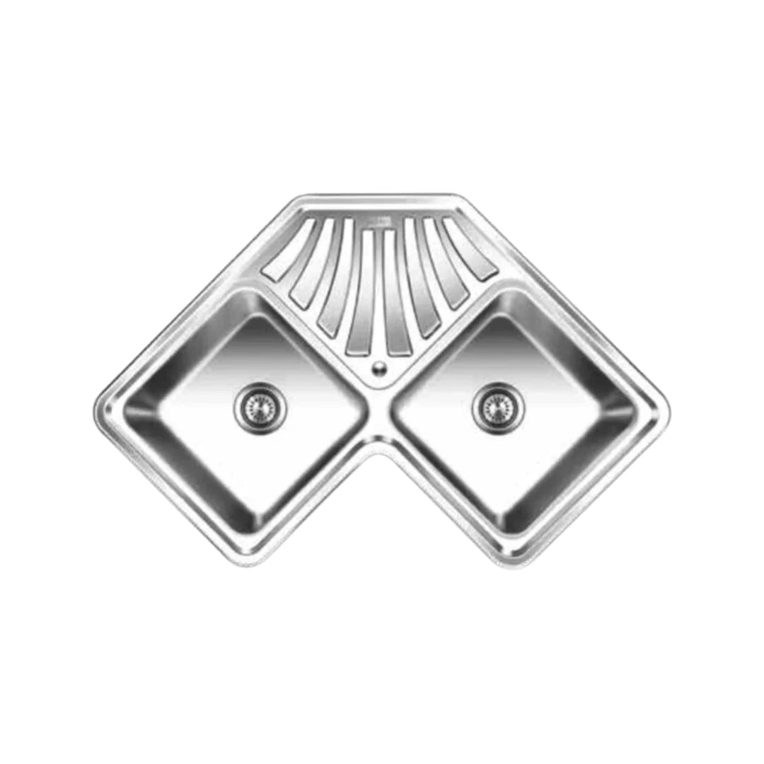 Nirali Stainless Steel Sink D'Signo Range WONDER CORNER ( 36 x 20 inches ) - Glossy