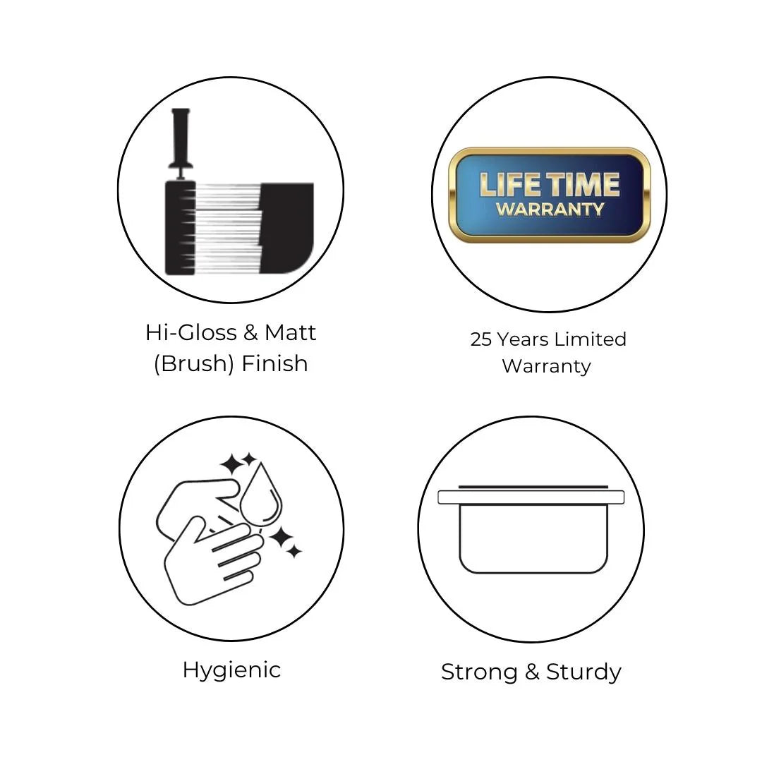 Hindware Stainless Steel Sink Designer Series SUPERIO NEO PLUS 45x20x9 ( 45 x 20 inches ) - Satin