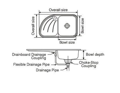 Nirali Stainless Steel Sink D'Signo Range ULTIMO LHD ( 34 x 21 inches ) - Anti-Scratch