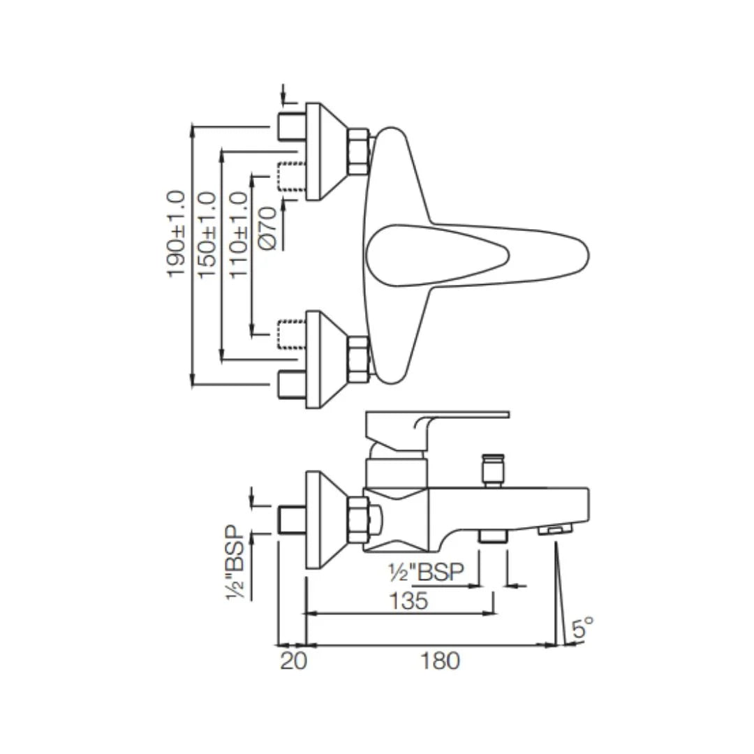 Jaquar 2 Way Wall Mixer Vignette Prime VGP-ABR-81119 Normal Flow - Antique Bronze Finish