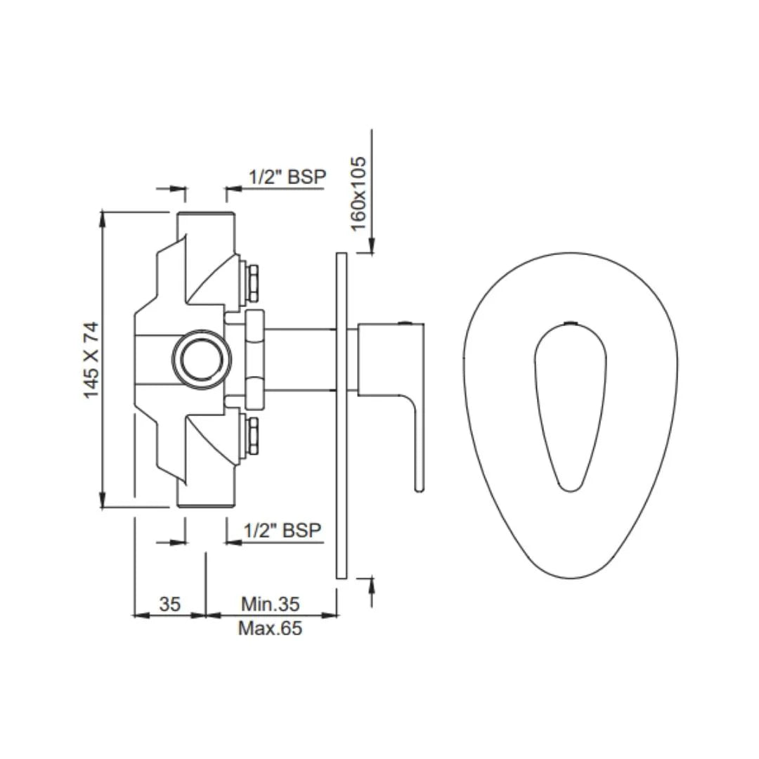 Jaquar 4 Way Diverter Vignette Prime VGP-ABR-81421 Normal Flow - Antique Bronze Finish