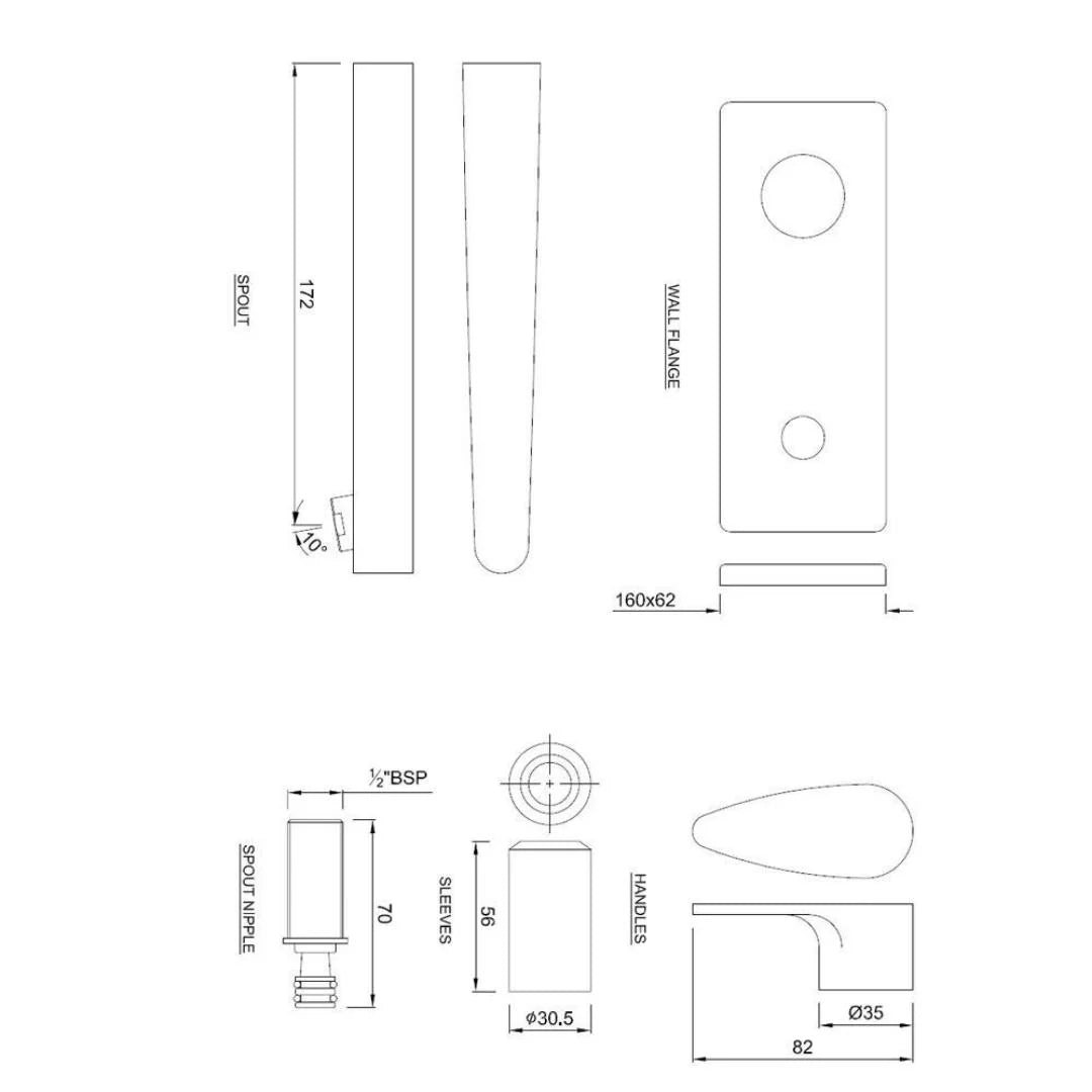 Jaquar Wall Mounted Basin Tap Vignette Prime VGP-ABR-81441K - Antique Bronze