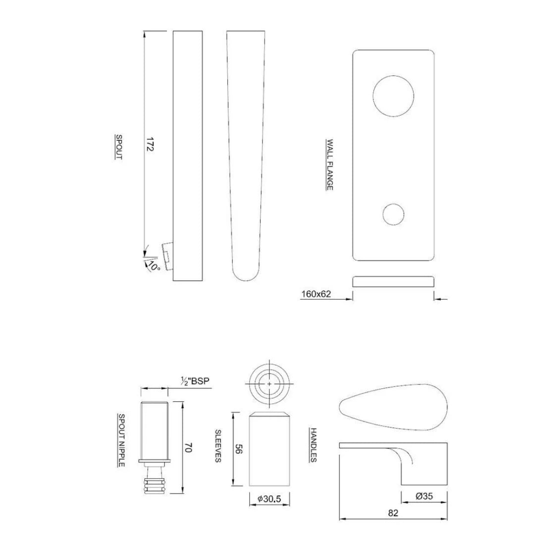 Jaquar Wall Mounted Basin Tap Vignette Prime VGP-BCH-81441K - Black Chrome