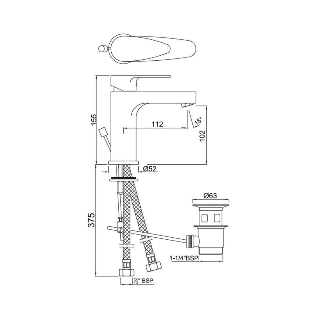 Jaquar Table Mounted Regular Basin Mixer Vignette Prime VGP-CHR-81051B - Chrome