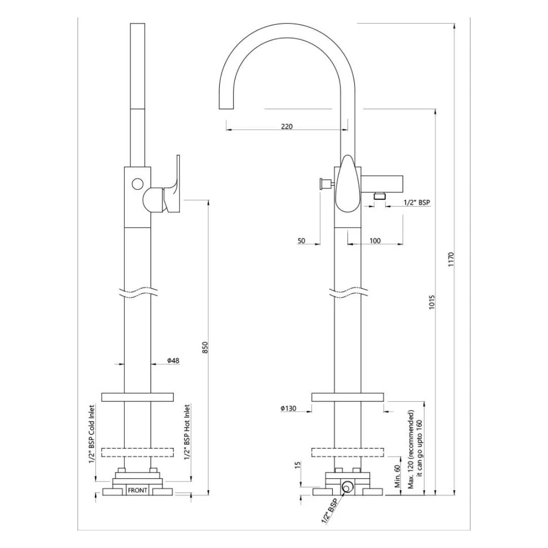 Jaquar 2 Way Bath Tub Filler Vignette Prime VGP-CHR-81121K Normal Flow - Chrome Finish