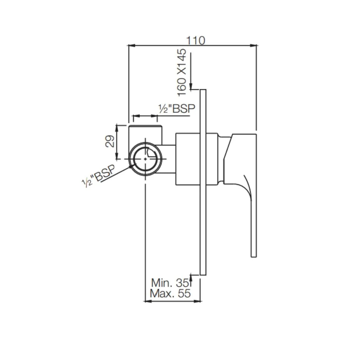 Jaquar 1 Way Diverter Vignette Prime VGP-CHR-81227K Normal Flow - Chrome Finish
