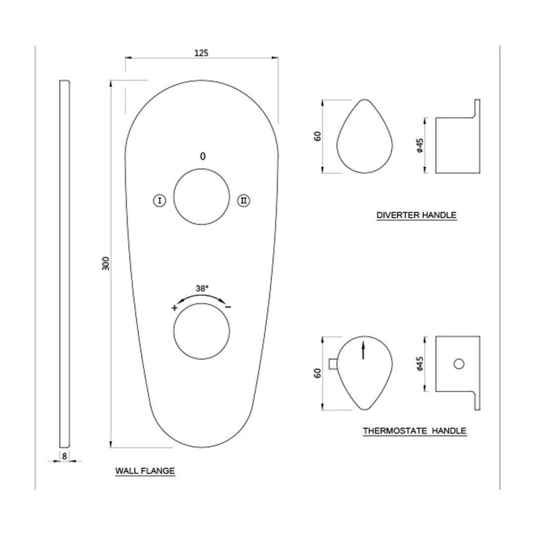Jaquar 2 Way Thermostatic Diverter Vignette Prime VGP-CHR-81681K Normal Flow - Chrome Finish