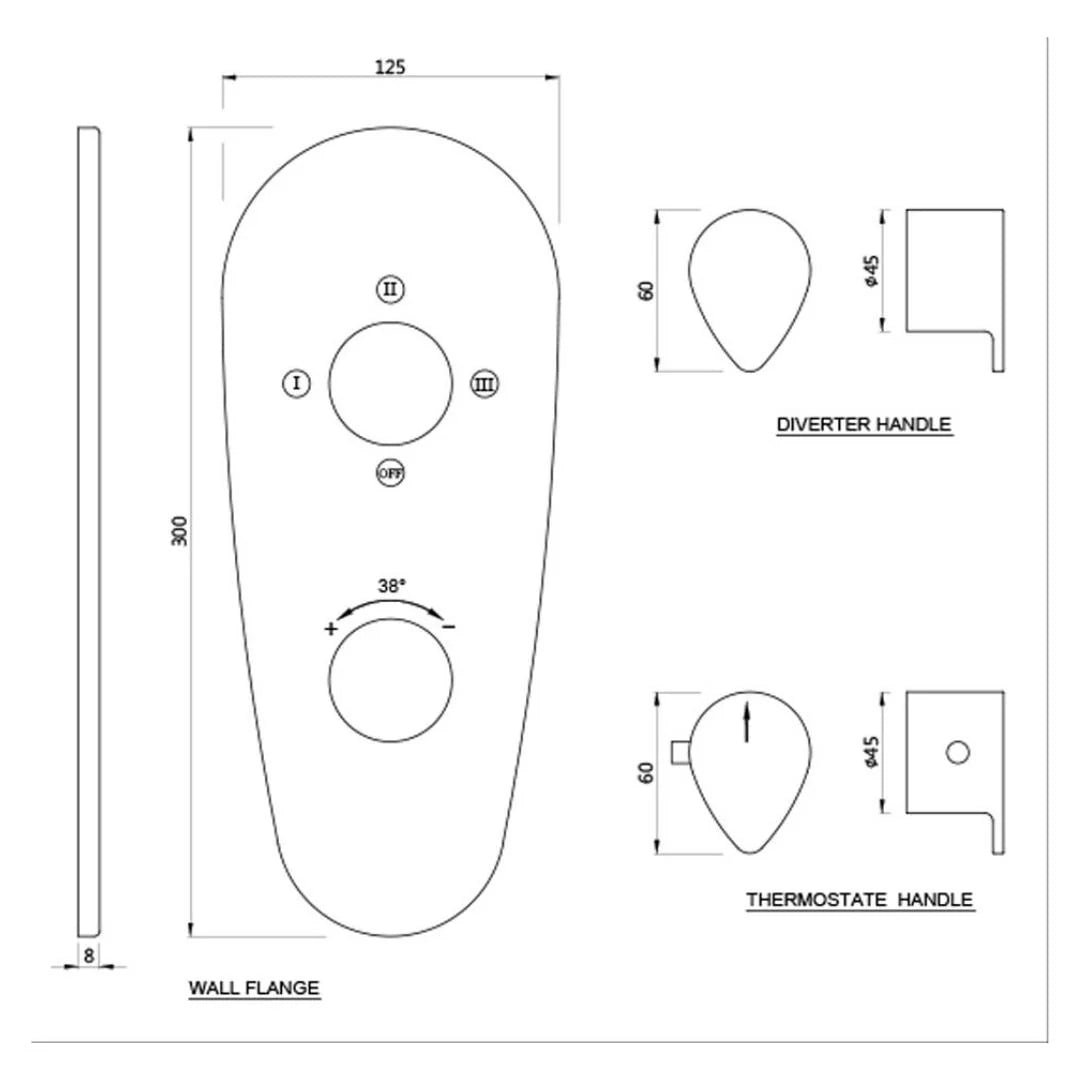 Jaquar 3 Way Thermostatic Diverter Vignette Prime VGP-CHR-81683K Normal Flow - Chrome Finish
