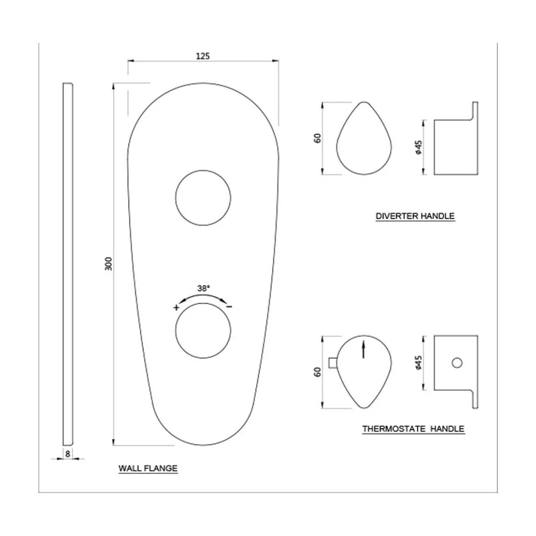Jaquar 1 Way Thermostatic Diverter Vignette Prime VGP-GLD-81661 Normal Flow - Full Gold Finish