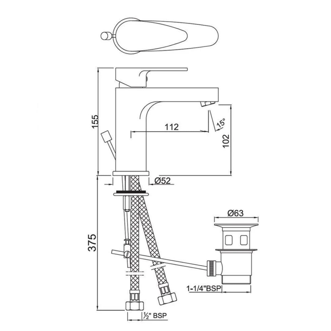 Jaquar Table Mounted Regular Basin Mixer Vignette Prime VGP-GRF-81051B - Graphite